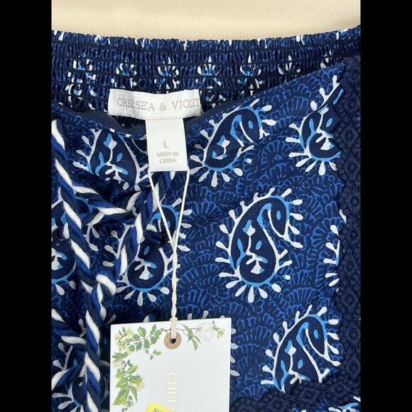 Chelsea n Violet Floral Skirt Large Women Navy Tiered‎ Lined Boho Romantic New - Picture 3 of 4